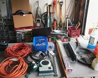 extension cords and yard tools