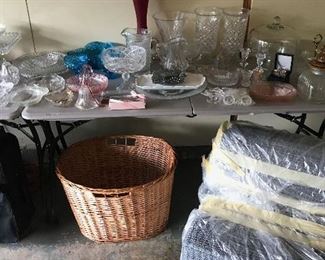 basket, vases, platters, candy dishes