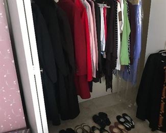 ladies clothing, shoes, and coats