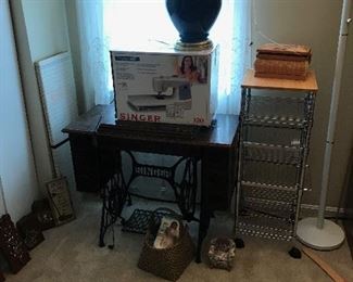 sewing machines, lamp, boomerang