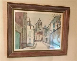 Maurice Utrillo V. Print.  Street Scene:  $27.00