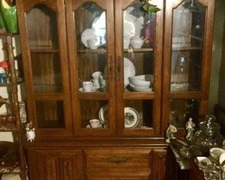 China Cabinet:  2 Glass Shelves, 4 Doors, 3 Drawers.  (77"h x 55"w x 18"d)  $375.00