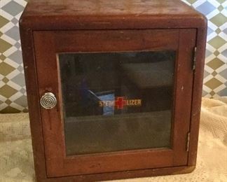 Antique Primitive Wood Medical Dental Sterilizer Cabinet: $120.00