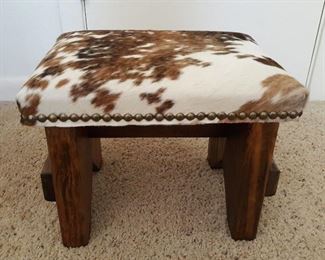 Small Cowhide Covered Footstool
