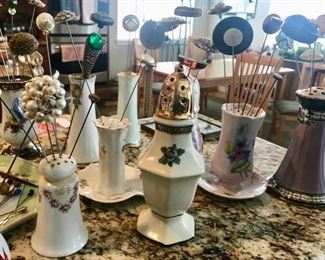 Bavarian, Austria & Limoges Antique Hat Pin Holders