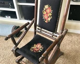 Victorian Platform Rocker with Needlepoint Covers