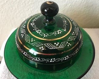 Art Glass Covered Butter Dish