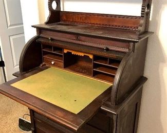 Victorian Eastlake Barrel Top Walnut Secretary