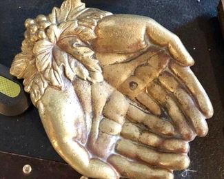 Victorian Brass Hand-Shaped "Calling Card Receiver"