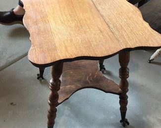 Antique Ball-and-Claw Foot Oak Side Table
