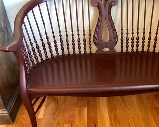 Vintage Colonial Revival Mahogany Small Bench