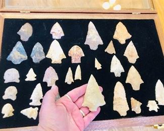 Downsizing/ Liquidating long time Collection of Native American Arrowheads , drills, scrapers and small hand tools found legally on private properties with permission. Will be Sold by choice . Some are museum quality. 