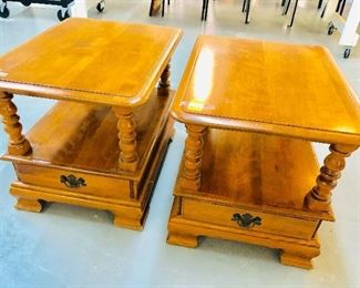 Pr Ethan Allen Vintage solid wood well made quality end tables 