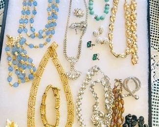 Vintage Jewelry Glass Beads and Rhinestone Costume Jewelry Lot
