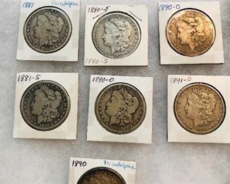 Antique 1880s-1890s Silver Morgan Dollars 