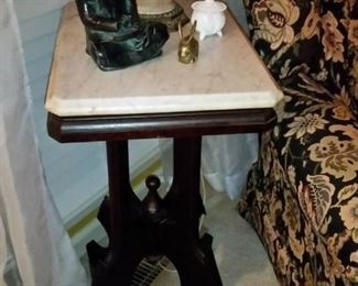 Antique marble top lamp table