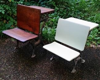 Two vintage school desks