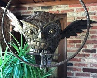Sergio Bustamonte Mexico 1977 metal owl sculpture