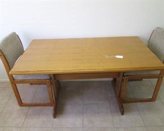 Trestle Table and 2 Side Chairs, 54" X 30"
