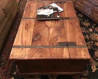 Natural Wood Large Coffee Table/Storage 