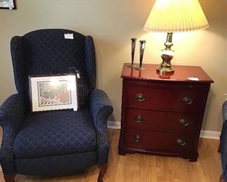 Wingback chairs and small accent table