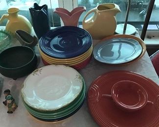 Fiesta ware and assorted pottery.