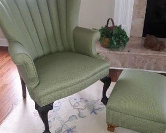 wing back chair with ottoman