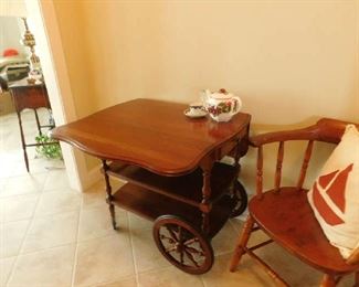 Tea cart with drop-leaf