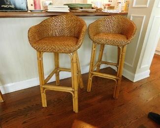 rattan and bamboo stools