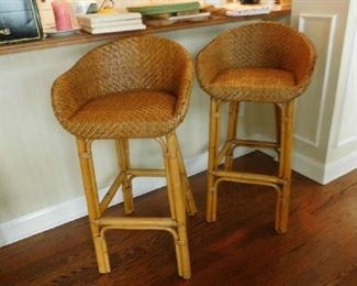 rattan and bamboo stools