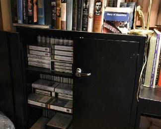 CABINET, RELIGIOUS VHS, BOOKS