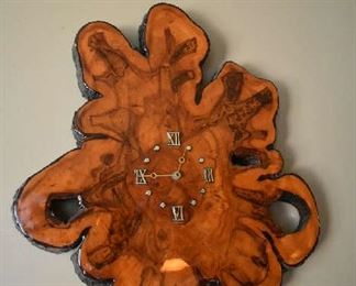 CARVED WOOD WALL CLOCK