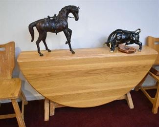 RANCH OAK DROP LEAF TABLE W/4 CHAIRS