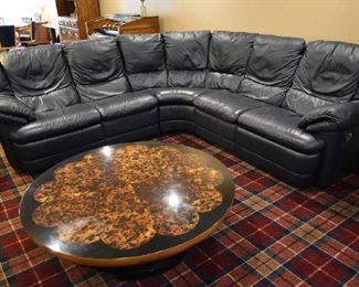 LEATHER SECTIONAL SOFA, COFFEE TABLE