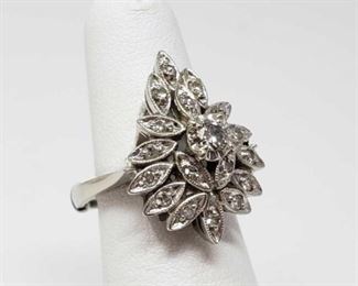 #41: 14k White Gold Diamond Ring, 6.2g
Weighs approx 6.2g, size 4.5 with ring sizer on, center diamond is approx 1/8ct