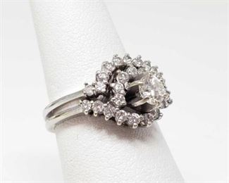 #209: 14k White Gold Diamond Ring with Diamond Band, 4.6g
Weigh approx 4.6g, center diamond is 1/4 ct, size 6.5