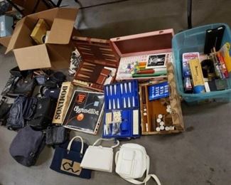 #1128: Lot of Purses, Liz Claiborne, Pierre Cardin, Nine West, and Games, Dominoes, Aggravation, Back Gammon and More..
Lot of Purses, Liz Claiborne, Pierre Cardin, Nine West, and Games, Dominoes, Aggravation, Back Gammon and More..