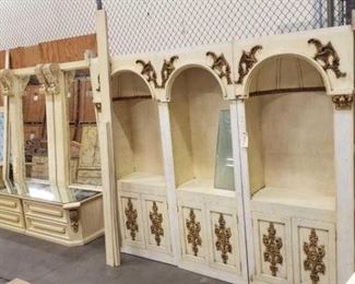 #1510: Bedroom Set Including Entertainment Center, Bed Frame, Dresser, and 2 Nightstands
Bedroom Set Including Entertainment Center 125"×17"×86", Bed Frame, Dresser 82"×23"×29", and 2 Nightstands 44"×23"×21"