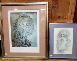 #1808: 2 Framed Art Pieces, Cosmic Madonna and Viejo En Azul
2 Framed Art Pieces, Cosmic Madonna 18"×24" and Viejo En Azul 12"×18"