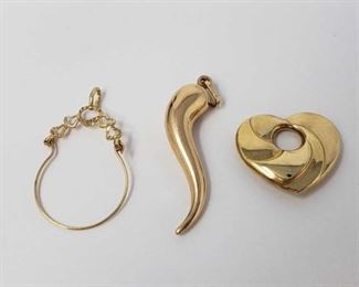 #195: Three 14k Gold Pendents, 5g
Combined weigh approx 5g