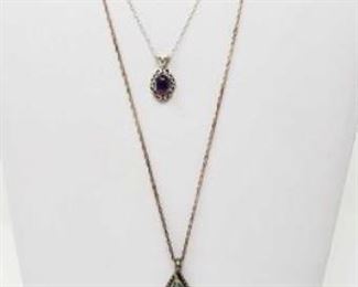 #103: Two Sterling Silver Necklaces and Pendent, 26.9g
Combined weigh approx 26.9g, necklace chains measure approx 18" and 24"