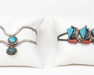 #214: Three Sterling Silver and Turquoise Bracelets, 31.9g
Combined weigh approx 31.9g