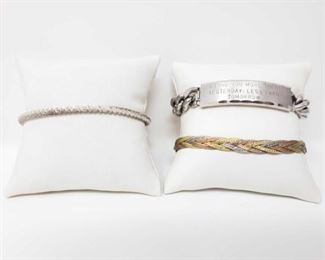 #39: Three Sterling Silver Bracelets, 50.2g
All three weigh approx 50.2g, bracelets measure approx 7.5" long