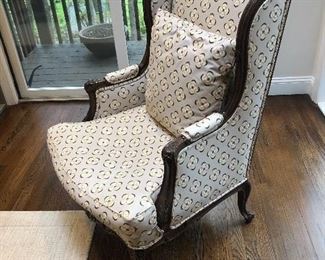 Custom upholstered wing chair