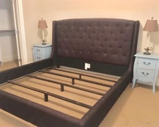 Tufted upholstered king size bed