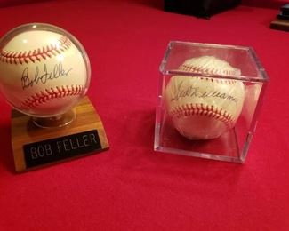 SIGNED BALLS, TED WILLIAMS, BOB FELLER ALSO WHITEY FORD