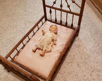 ANTIQUE DOLL, BED