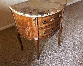 petite French with marble top table