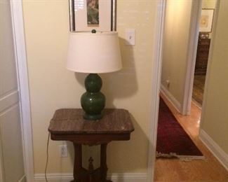 Marble topped parlor
Nice lamp
Wood cut prints
