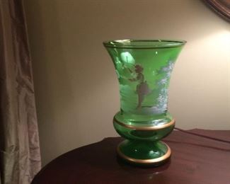 Mary Gregory vase green